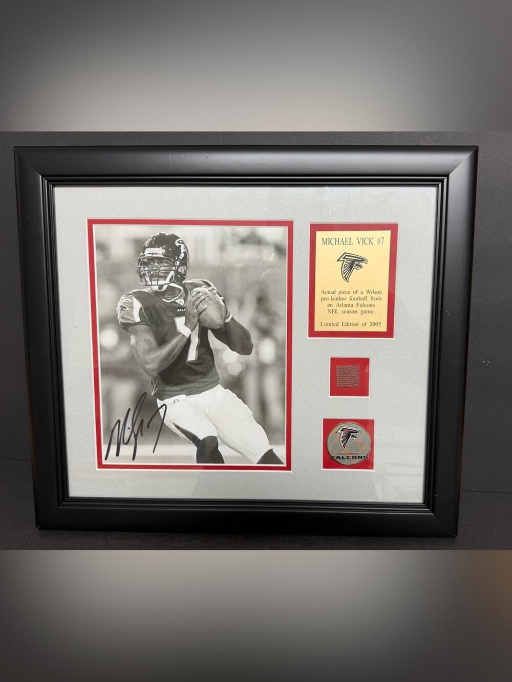 Michael Vick Framed Authentic Autograph Game Used Football 2005 MOUNTED MEMORIES